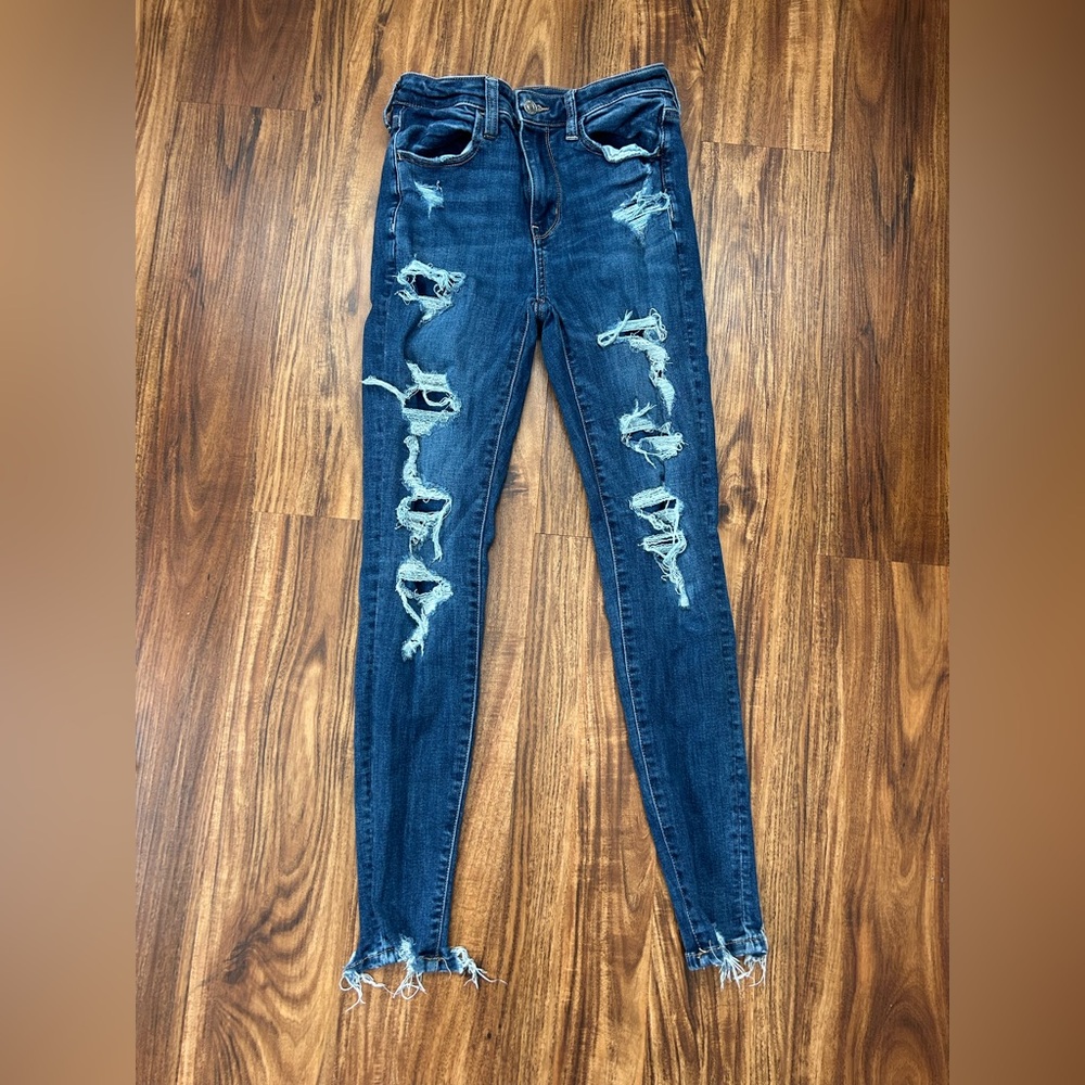 American Eagle Outfitters Ripped Dark Blue Skinny Jeans